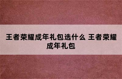 王者荣耀成年礼包选什么 王者荣耀成年礼包